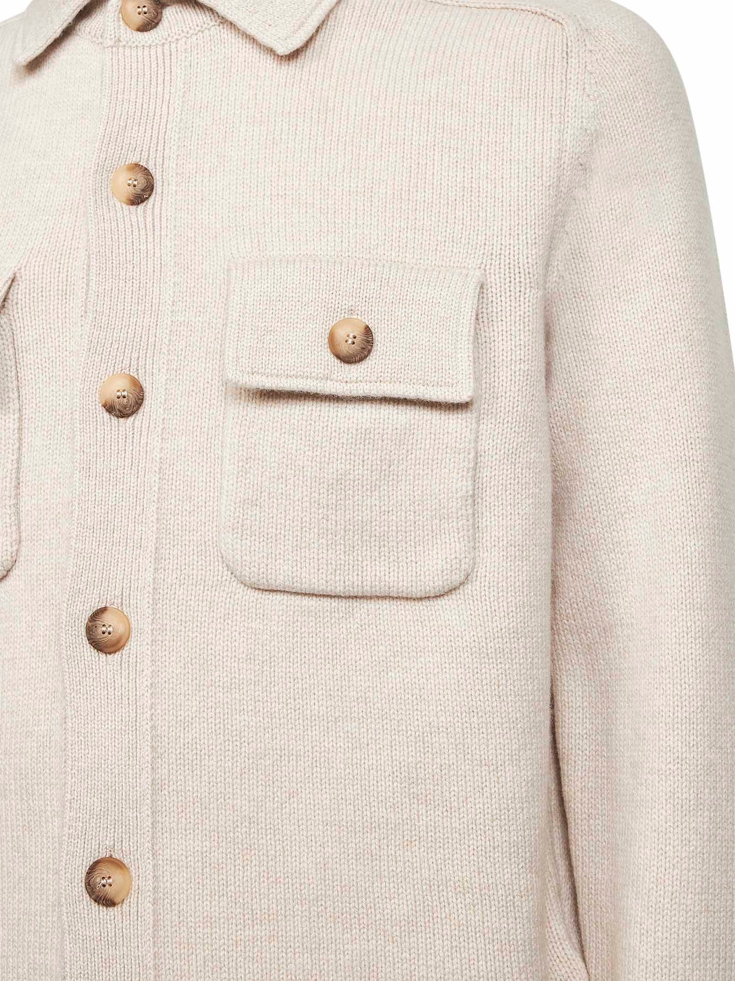 Giacca in maglia di lana vergine beige<BR/>