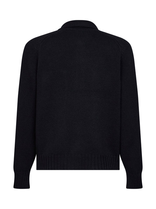 Black virgin wool knit jacket