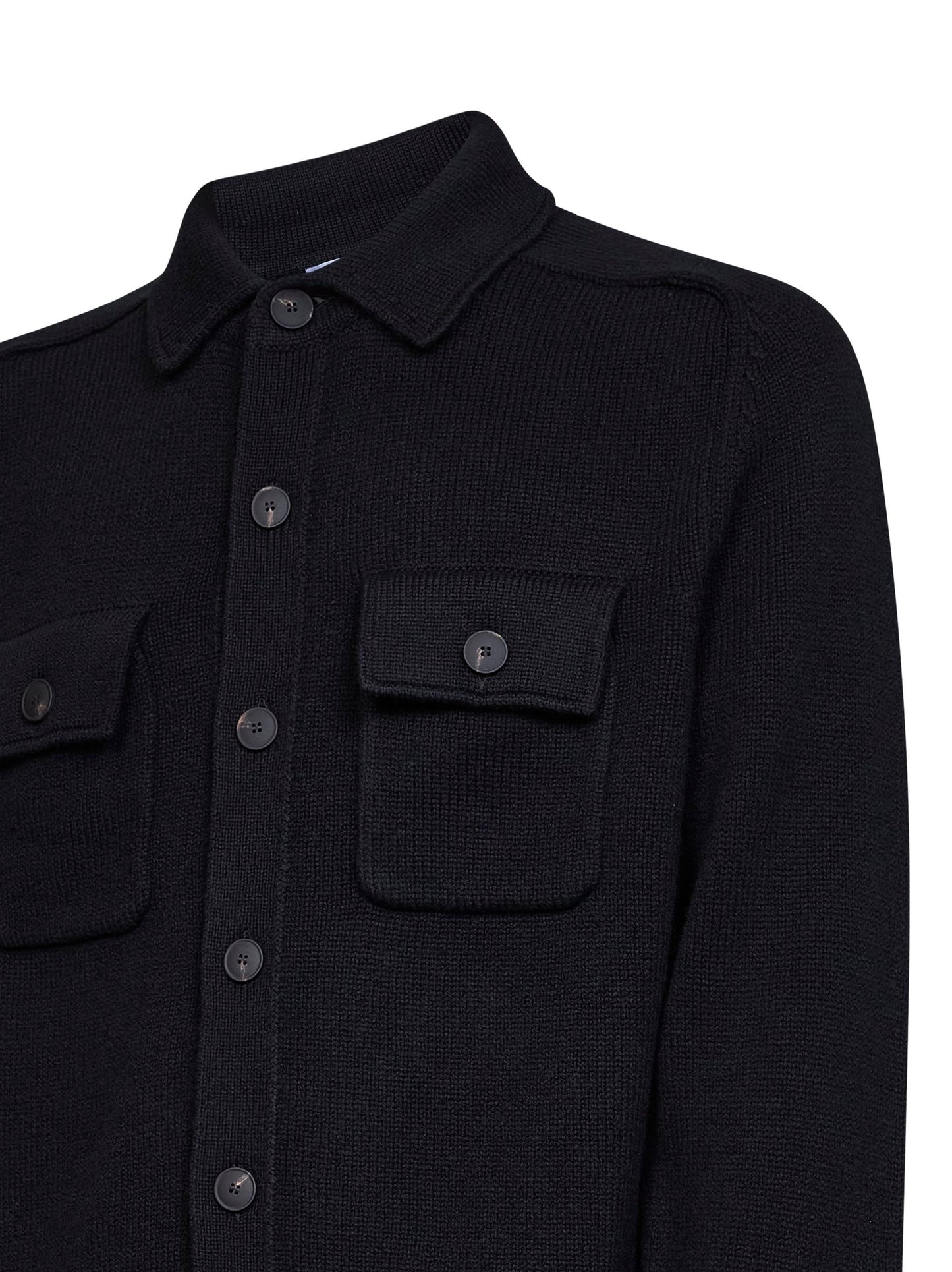Black virgin wool knit jacket