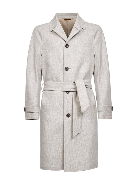 Sand virgin wool belted coat