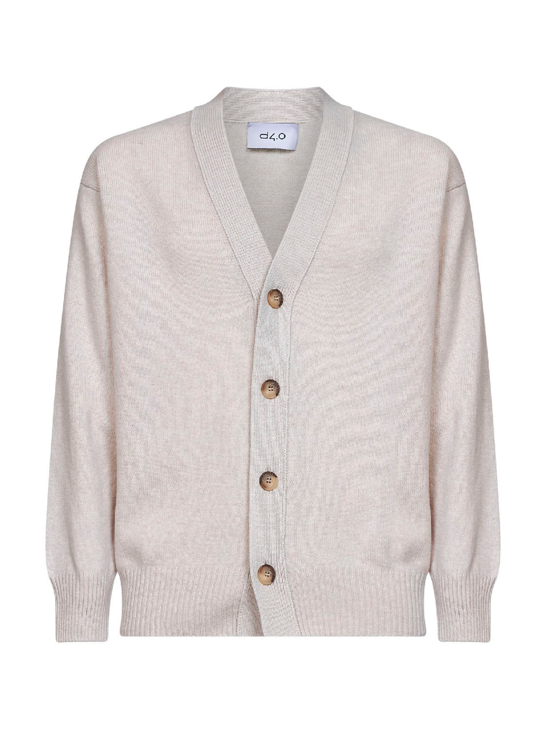 Cardigan relaxed fit in maglia di lana vergine beige