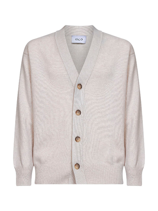 Cardigan relaxed fit in maglia di lana vergine beige