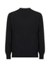 Black virgin wool knit relaxed fit cardigan<BR/>