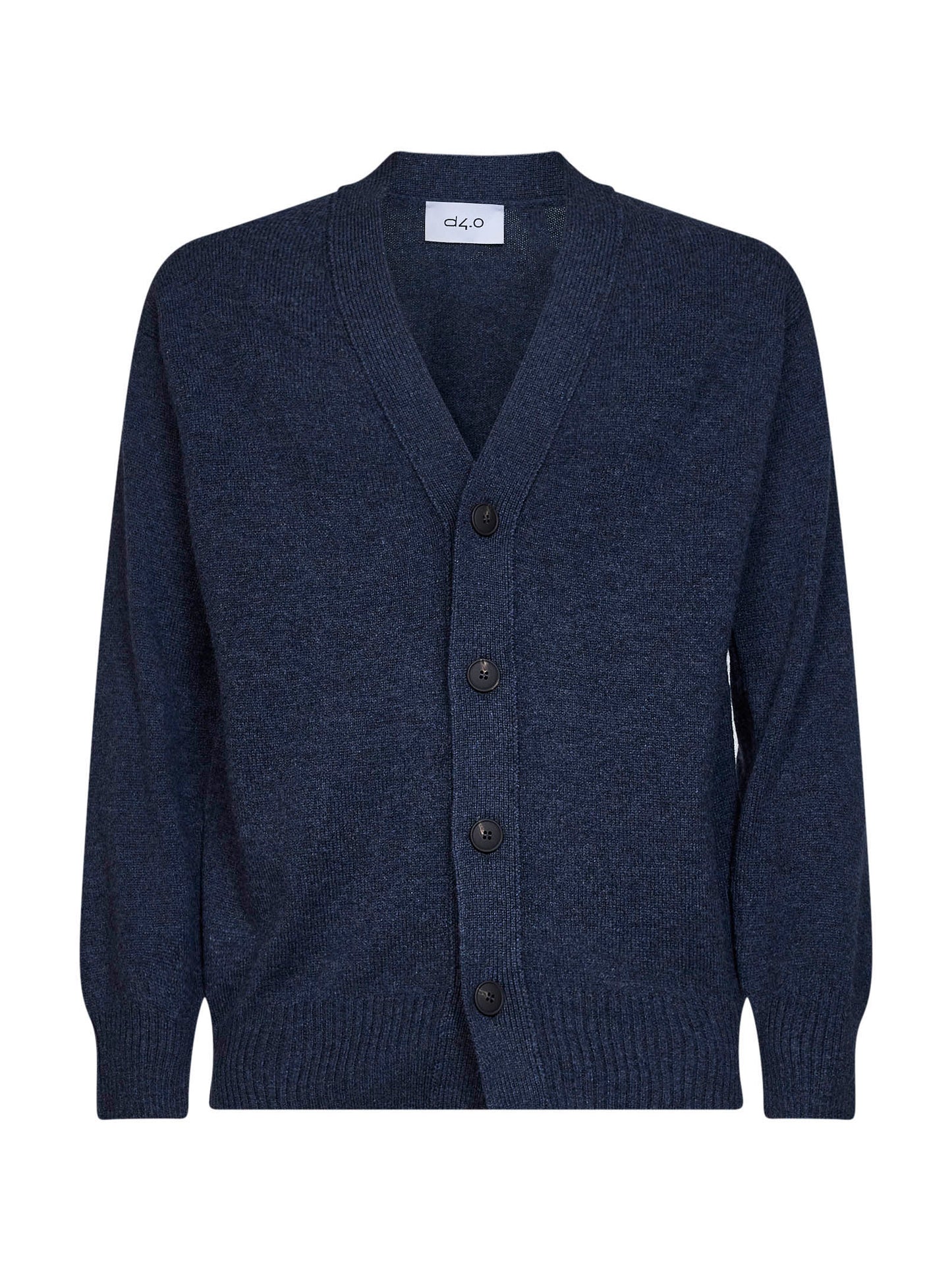 Cardigan relaxed fit in maglia di lana vergine blu