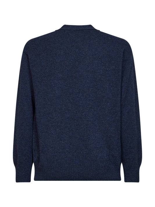 Cardigan relaxed fit in maglia di lana vergine blu