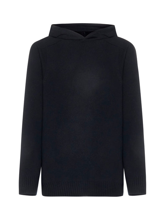 Black Super Geelong wool hoodie