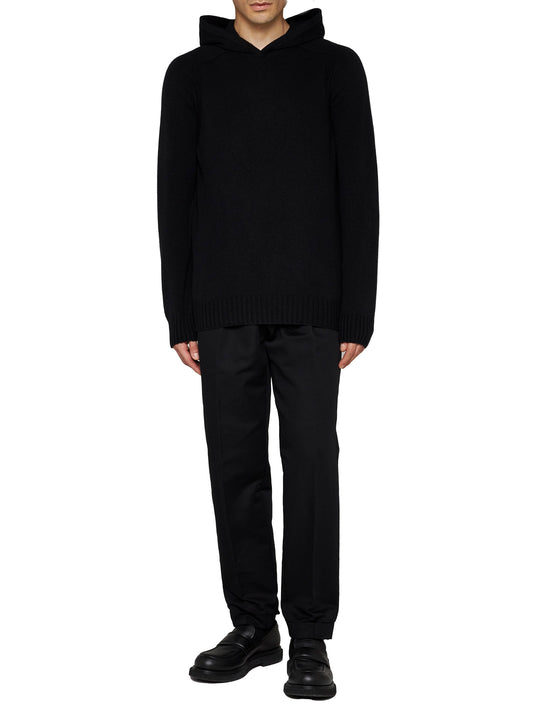 Black Super Geelong wool hoodie
