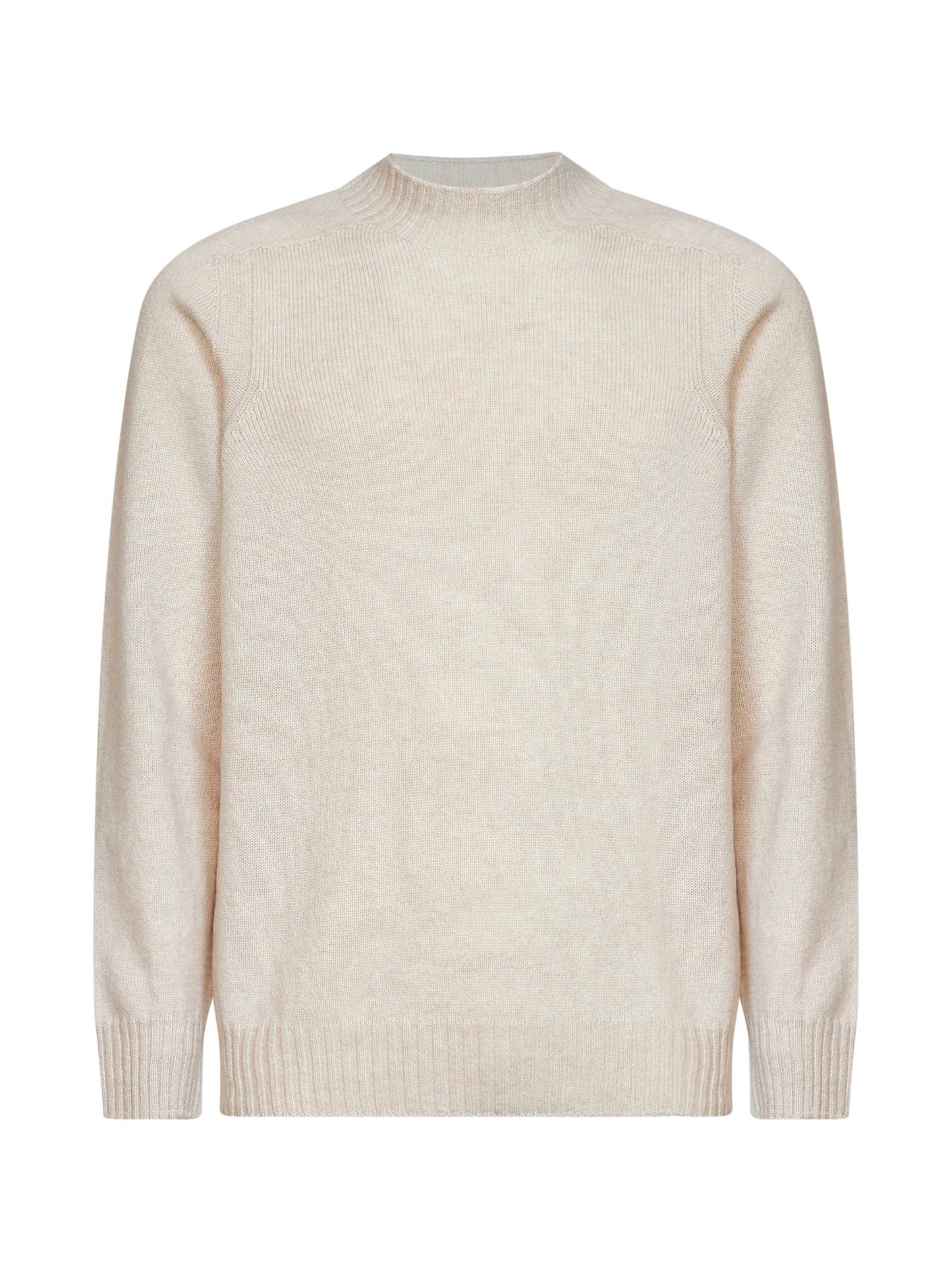 Beige wool knit turtleneck sweater
