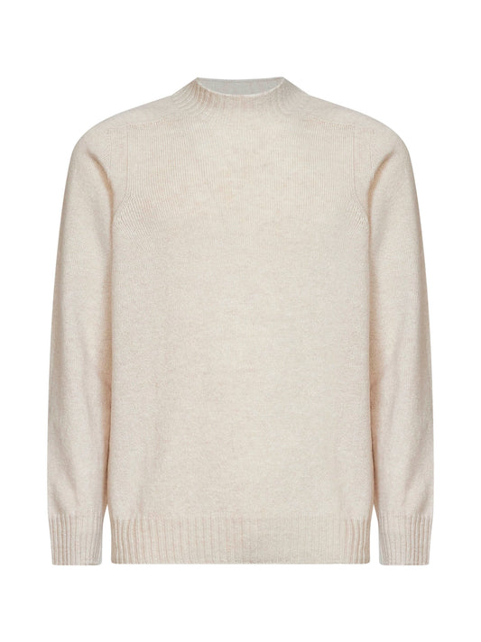 Beige wool knit turtleneck sweater