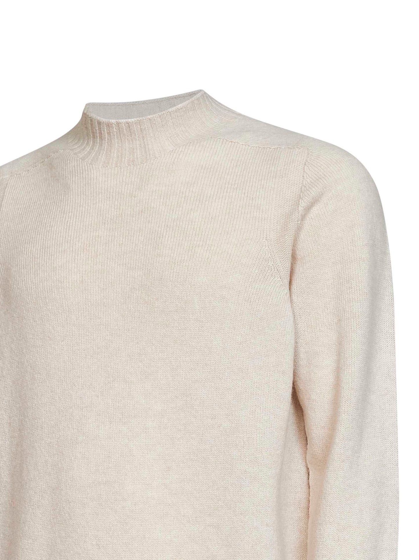 Beige wool knit turtleneck sweater