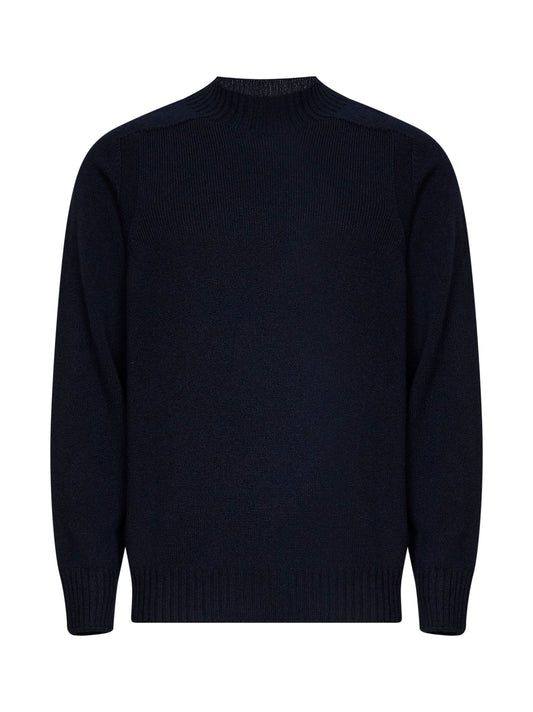 Navy blue wool knit turtleneck sweater