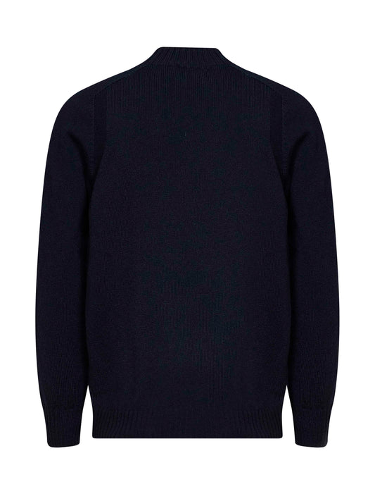 Navy blue wool knit turtleneck sweater