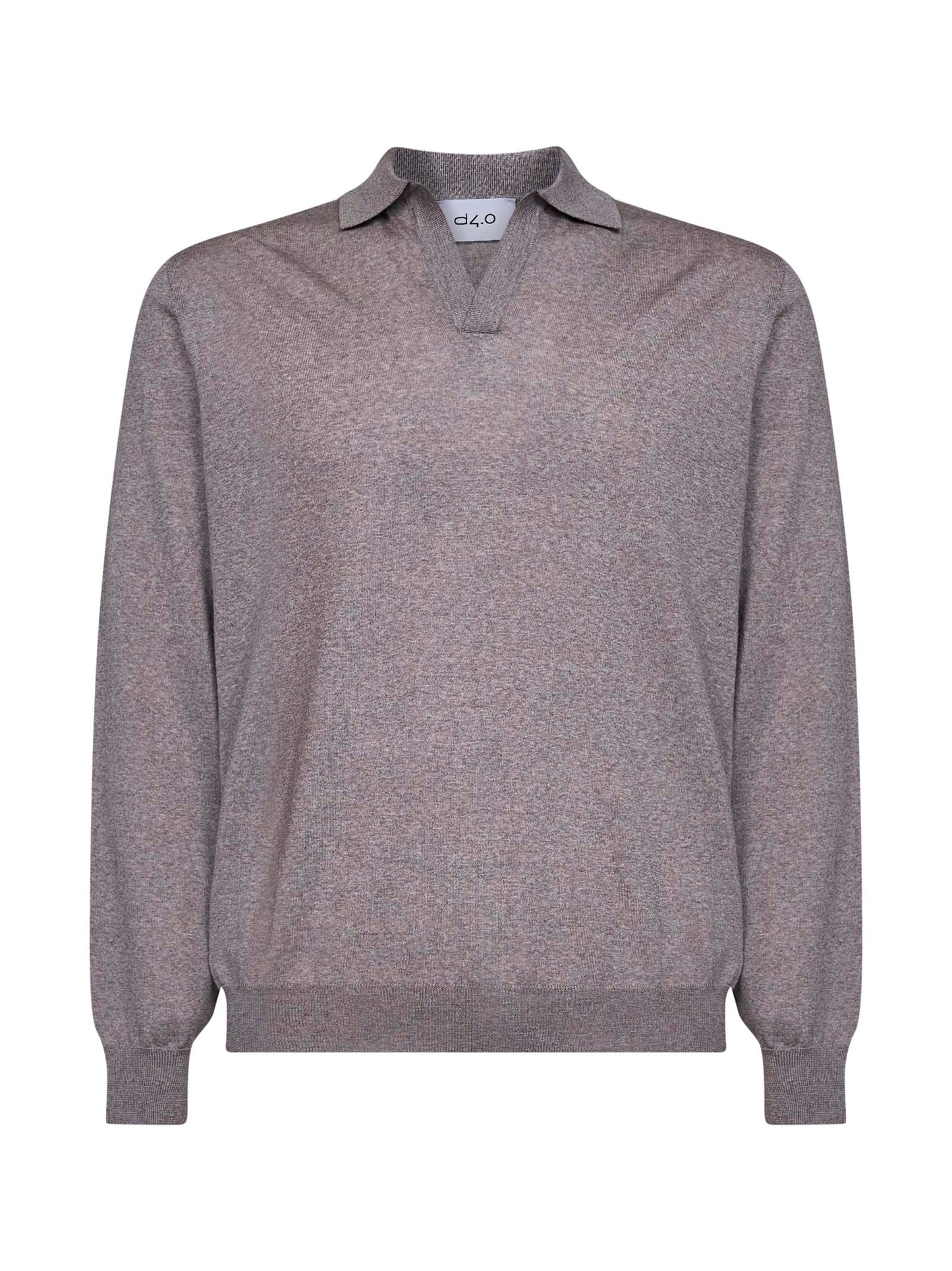 Polo senza bottoni in maglia di lana vergine beige