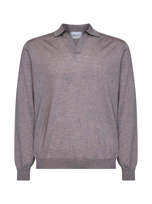 Polo senza bottoni in maglia di lana vergine beige