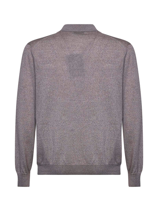Polo senza bottoni in maglia di lana vergine beige