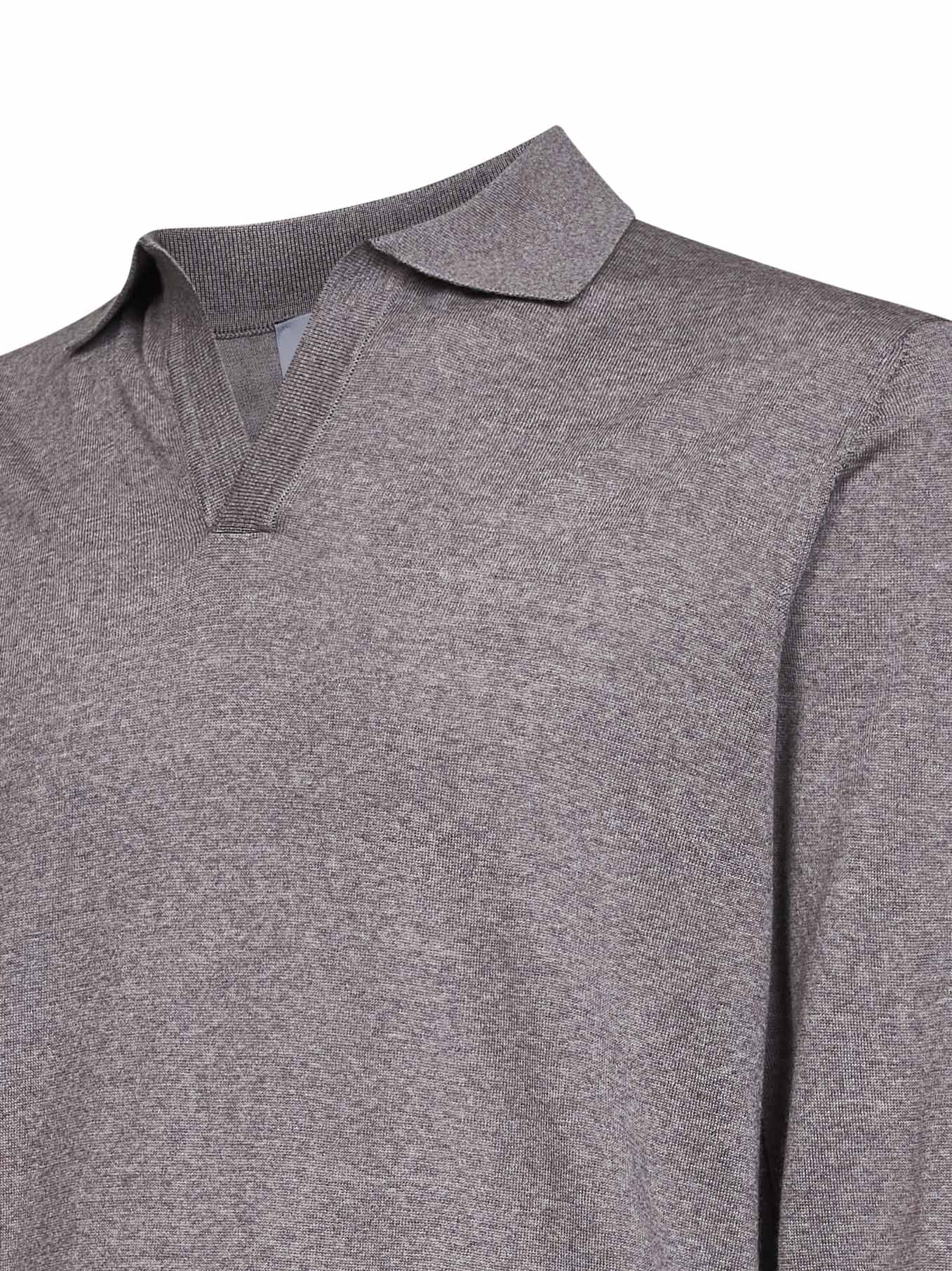 Polo senza bottoni in maglia di lana vergine beige