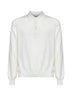 Cream virgin wool knit long-sleeved polo shirt