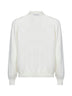 Cream virgin wool knit long-sleeved polo shirt