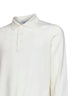 Cream virgin wool knit long-sleeved polo shirt