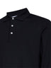 Black virgin wool knit long-sleeved polo shirt
