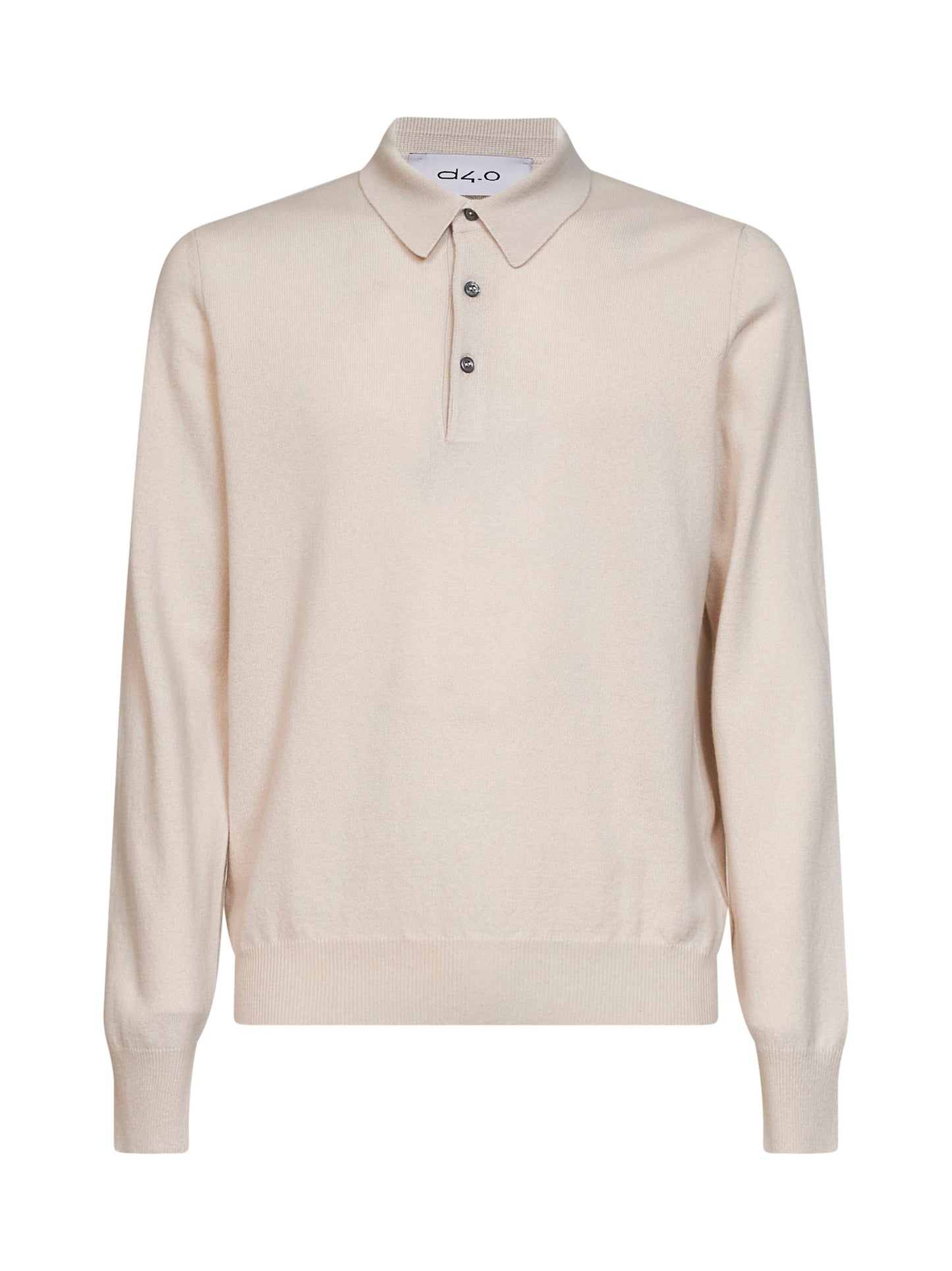 Polo in maglia di lana e viscosa e cashmere beige