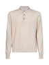 Polo in maglia di lana e viscosa e cashmere beige