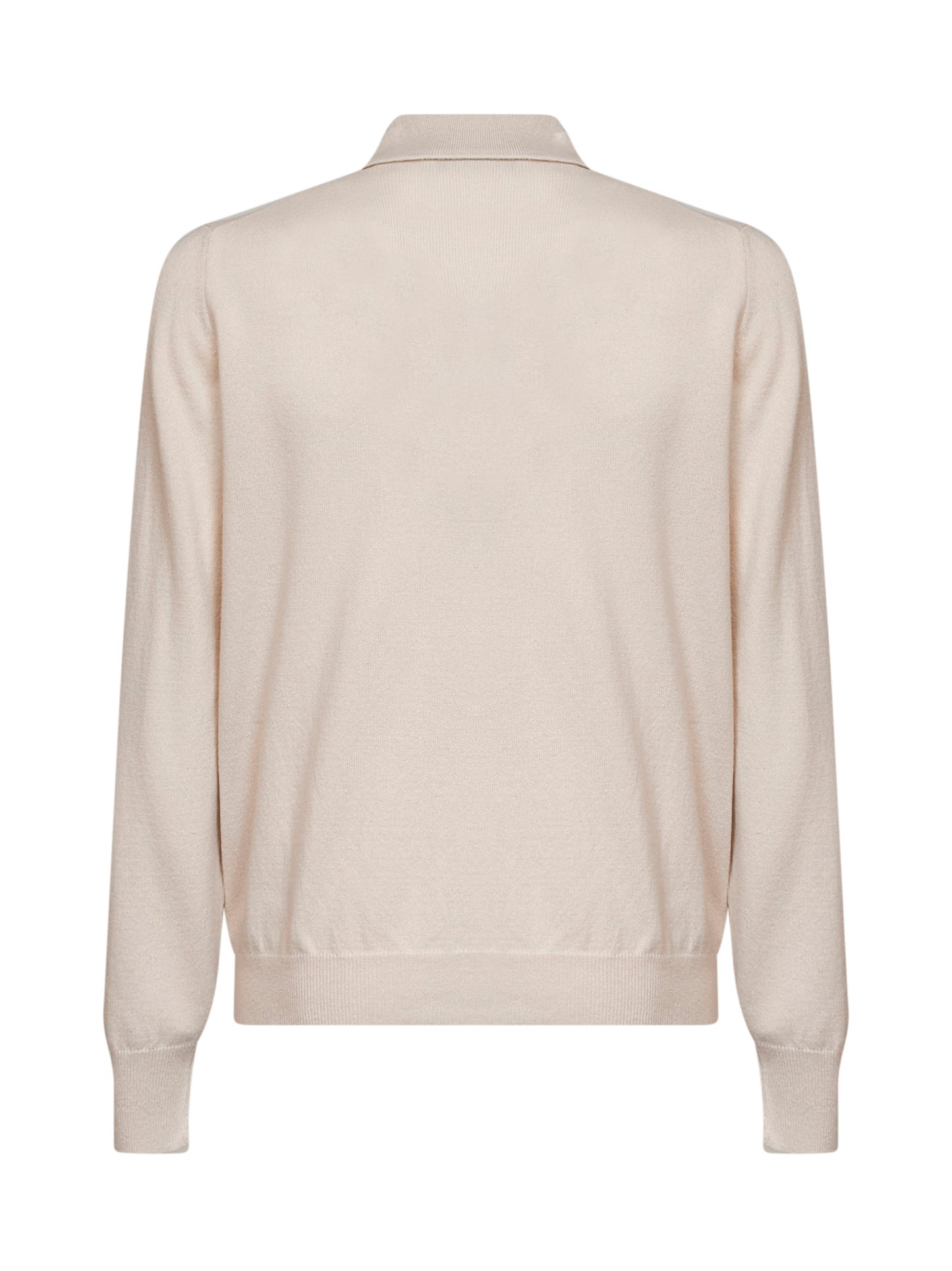 Polo in maglia di lana e viscosa e cashmere beige