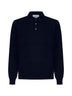Blue virgin wool, viscose and cashmere polo shirt