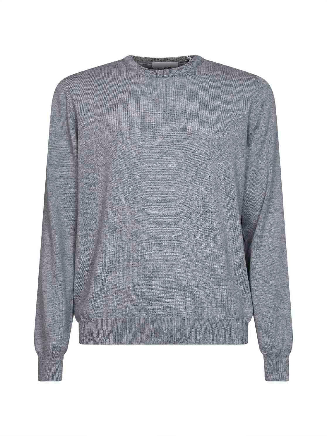 Maglia girocollo in lana vergine grigio chiaro