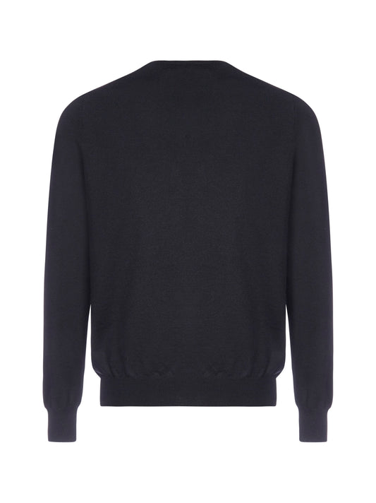 Maglione girocollo blu in lana