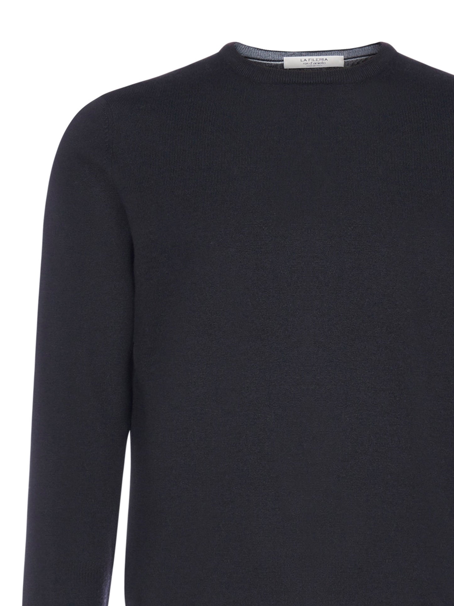 Maglione girocollo blu in lana