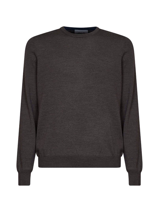Maglia girocollo in lana vergine marrone