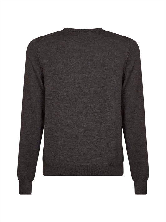 Maglia girocollo in lana vergine marrone