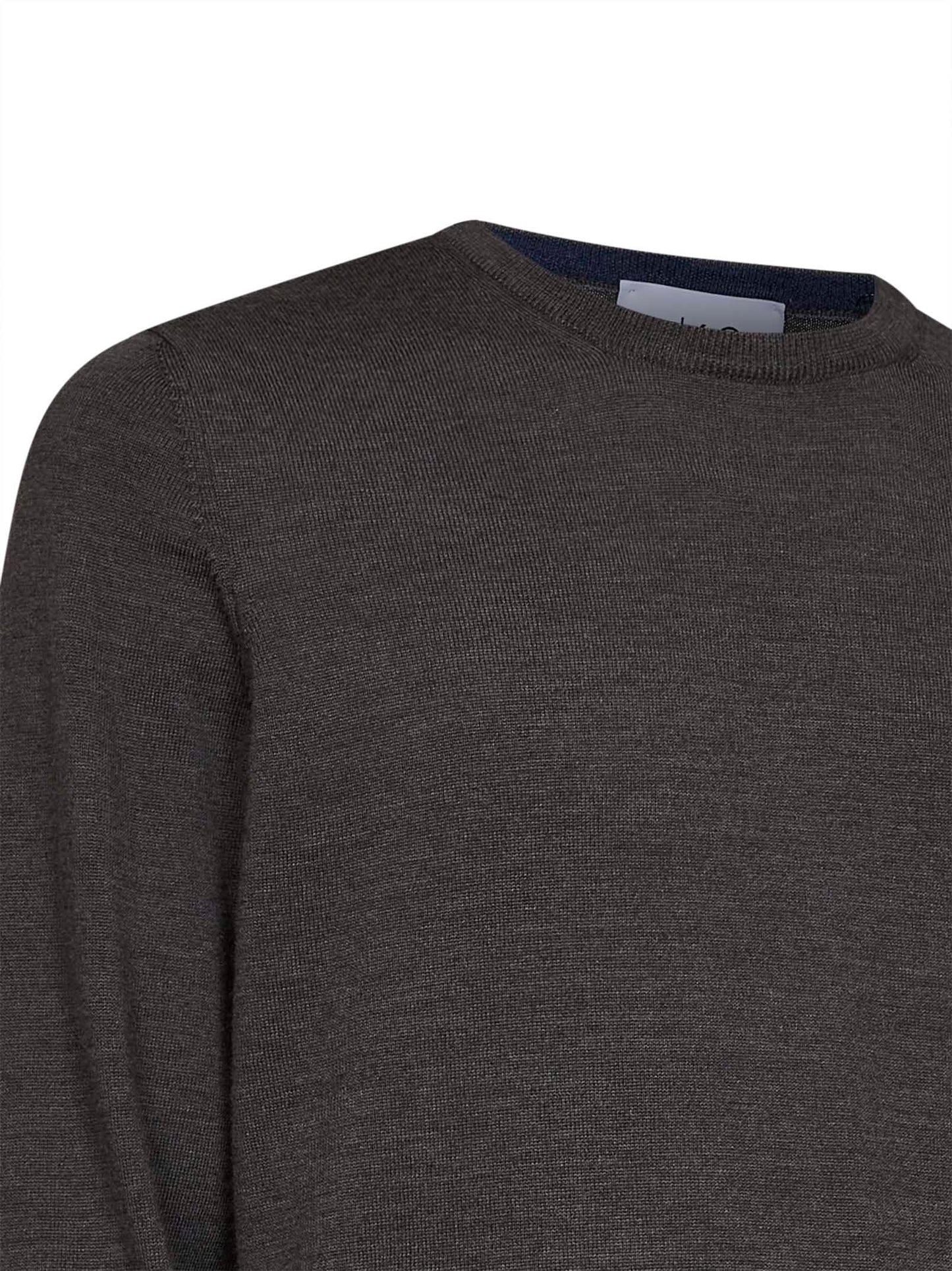 Maglia girocollo in lana vergine marrone