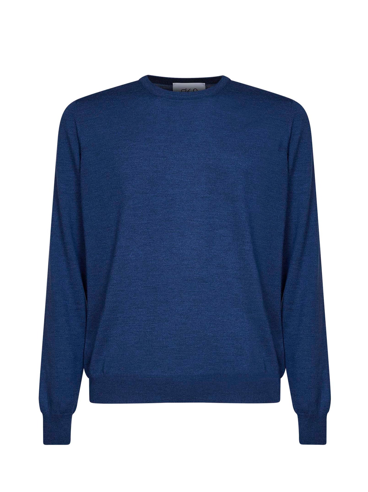 Maglia girocollo in lana vergine blu