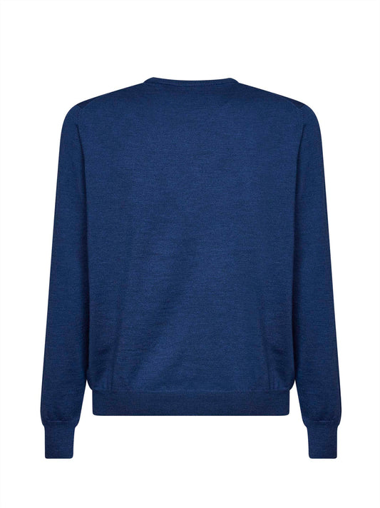 Maglia girocollo in lana vergine blu