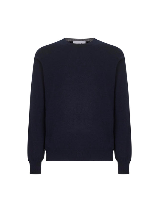 Maglia girocollo in misto lana e cashmere blu