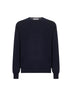 Blue wool and cashmere blend crewneck sweater