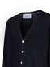 Black virgin wool knit V-neck cardigan