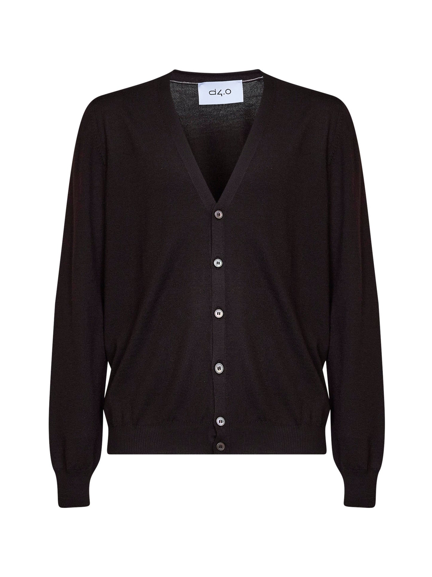 Cardigan scollo a V in maglia di lana vergine marrone