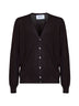 Cardigan scollo a V in maglia di lana vergine marrone