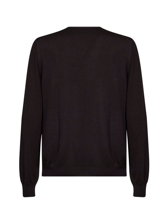 Cardigan scollo a V in maglia di lana vergine marrone