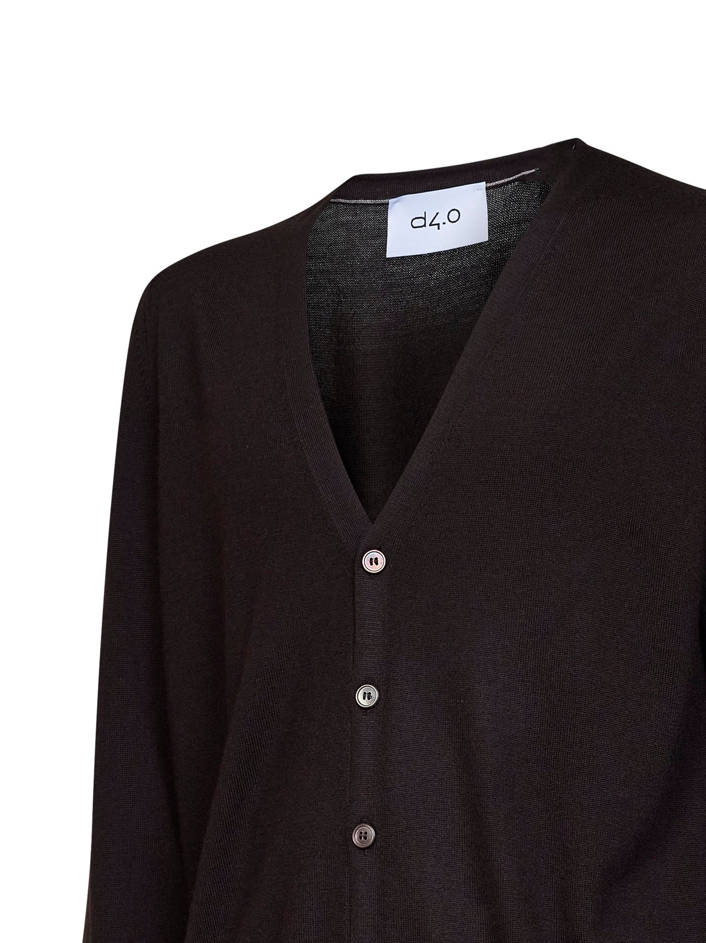 Cardigan scollo a V in maglia di lana vergine marrone