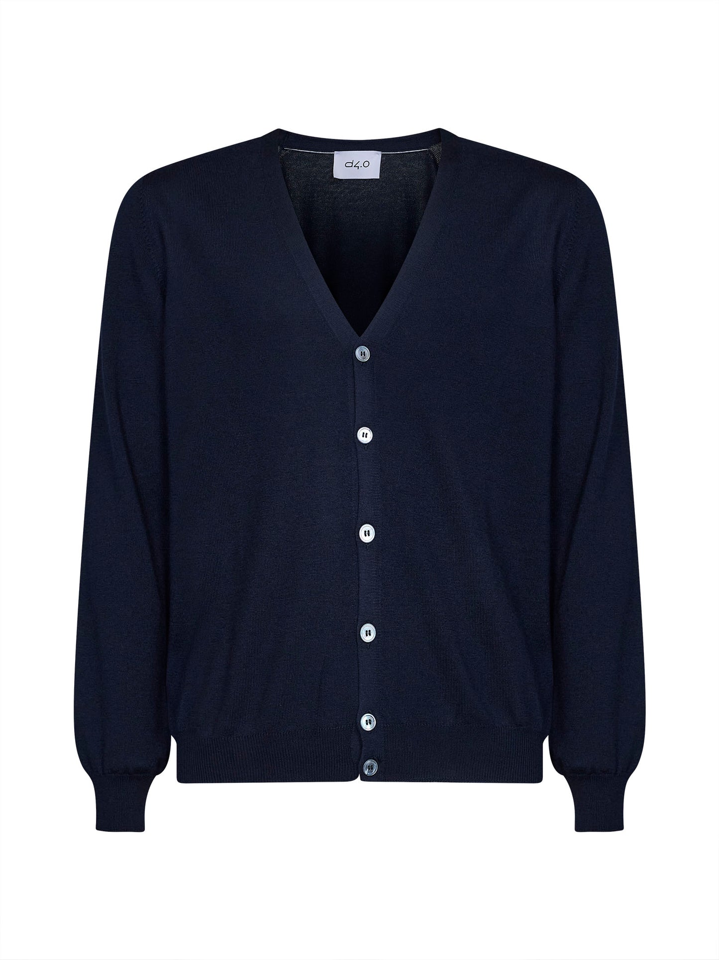 Cardigan scollo a V in maglia di lana vergine blu