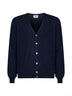 Cardigan scollo a V in maglia di lana vergine blu