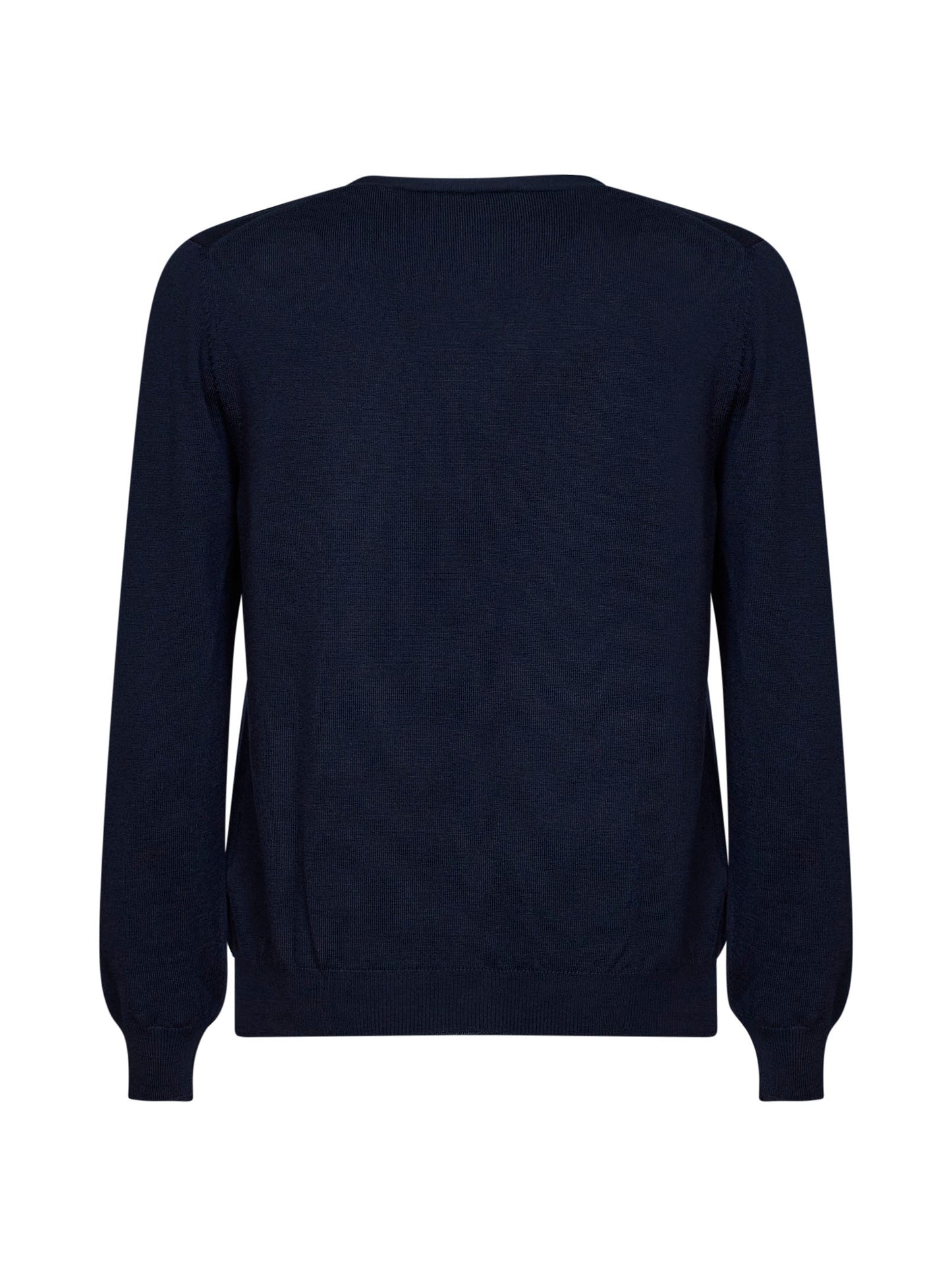 Cardigan scollo a V in maglia di lana vergine blu