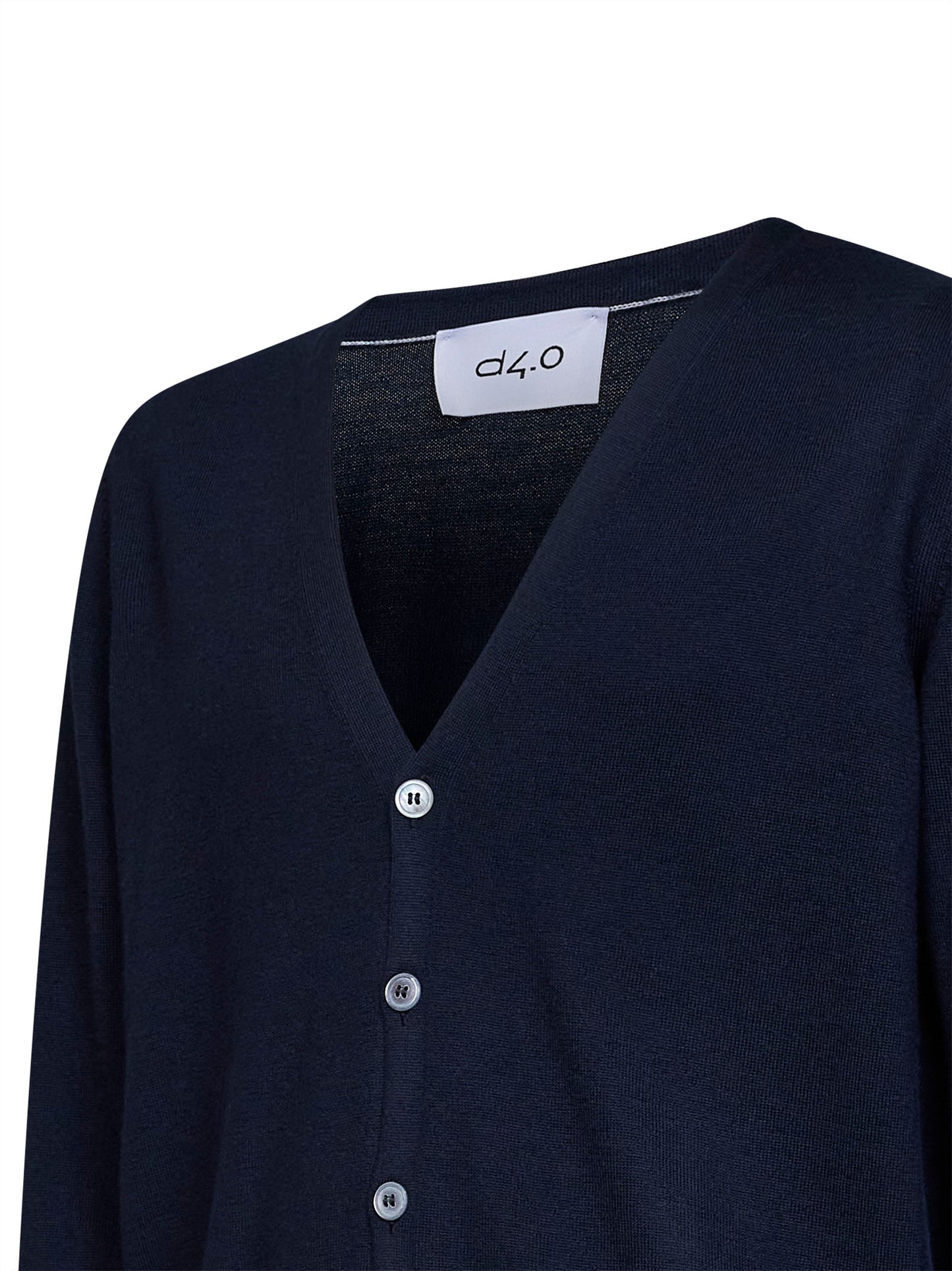 Cardigan scollo a V in maglia di lana vergine blu