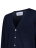 Cardigan scollo a V in maglia di lana vergine blu