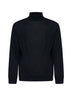 Black virgin wool mock neck sweater