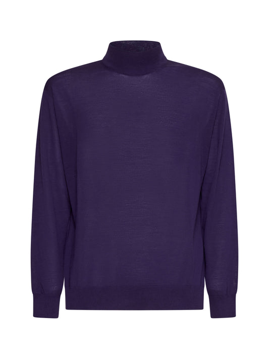 Purple virgin wool mock neck sweater
